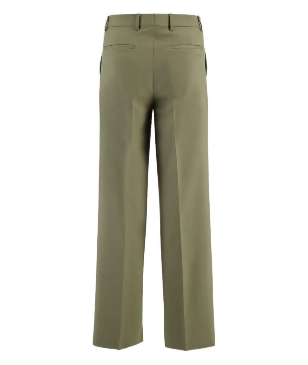 GUCCI Зеленые шерстяные повседневные брюки, фото 4