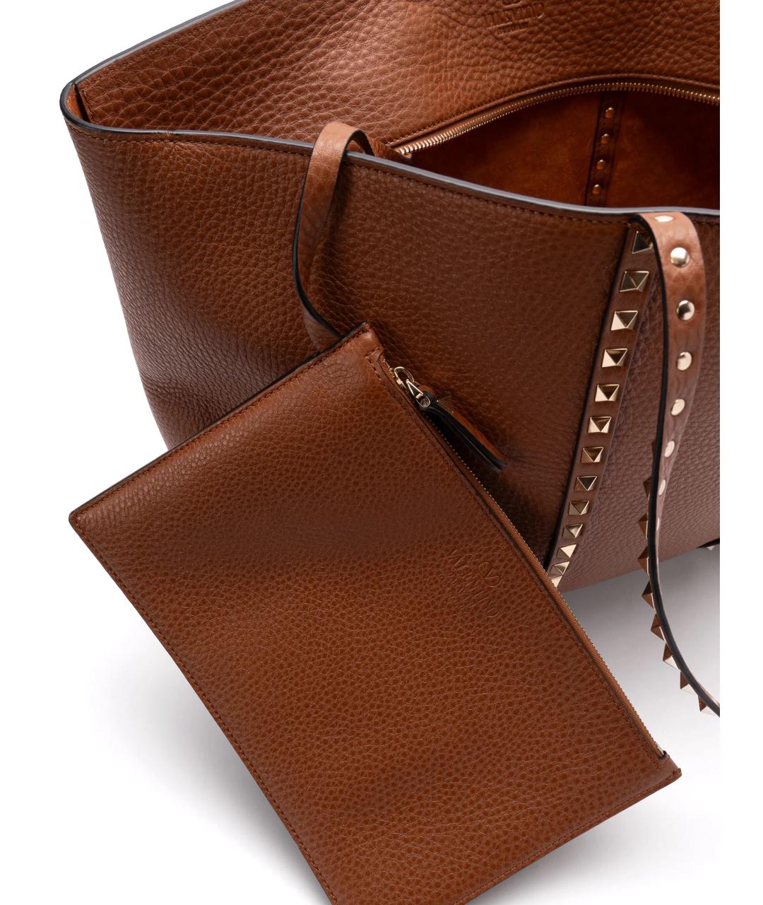 VALENTINO Коричневая кожаная сумка тоут, фото 4