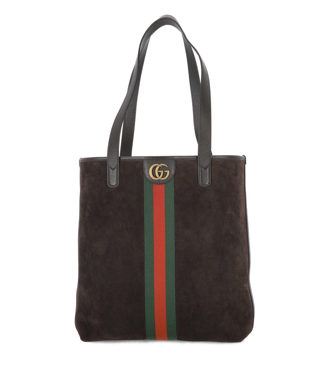 GUCCI Коричневая замшевая сумка тоут, фото 1