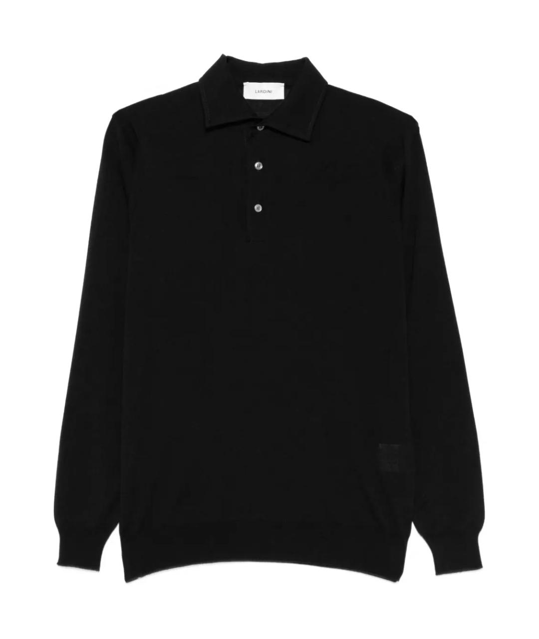 LARDINI Черное поло с длинным рукавом, фото 1
