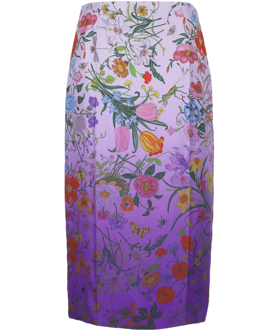 GUCCI Фиолетовая шелковая юбка миди, фото 1