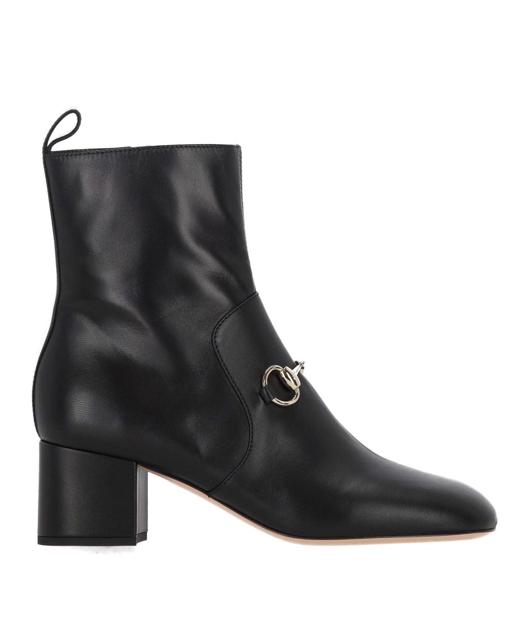 GUCCI Черные кожаные ботильоны, фото 1