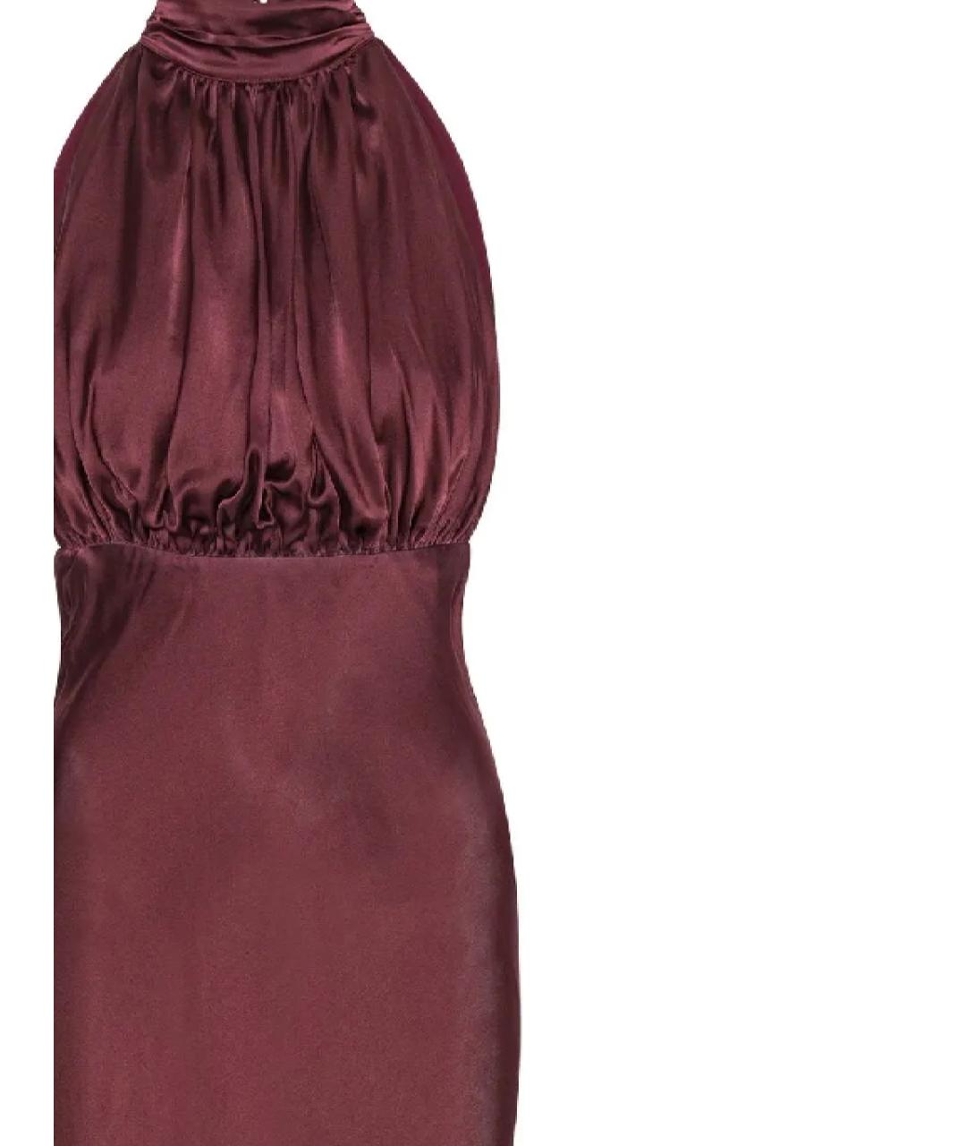 ROTATE Бордовое шелковое вечернее платье, фото 2