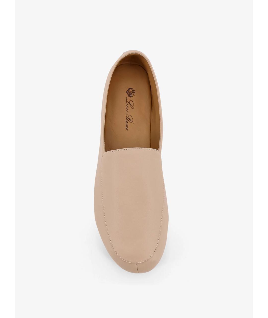 LORO PIANA Бежевые кожаные лоферы, фото 3