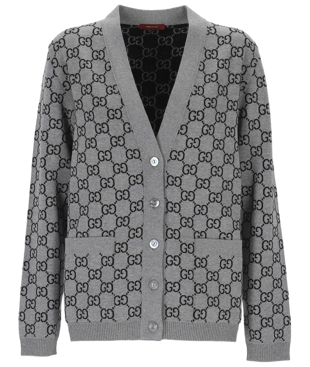 GUCCI Серый шерстяной кардиган, фото 1