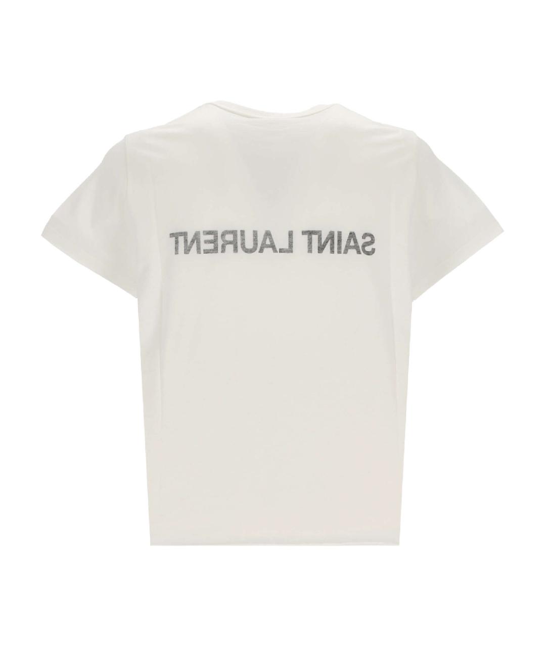 SAINT LAURENT Белая хлопковая футболка, фото 3