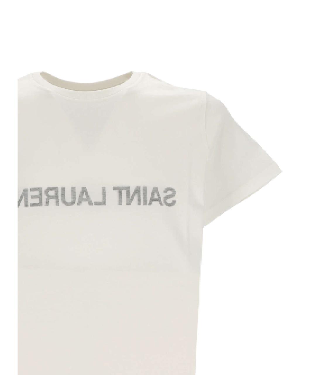 SAINT LAURENT Белая хлопковая футболка, фото 2