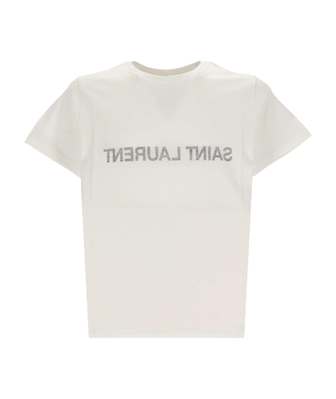 SAINT LAURENT Белая хлопковая футболка, фото 1