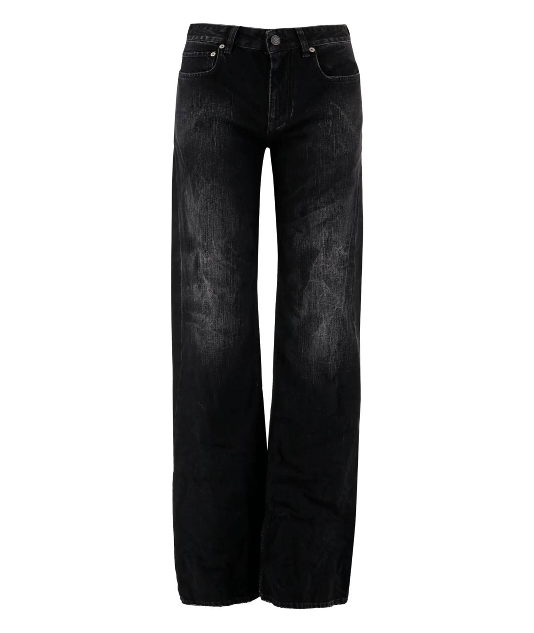 BALENCIAGA Черные хлопко-полиэстеровые прямые джинсы, фото 1