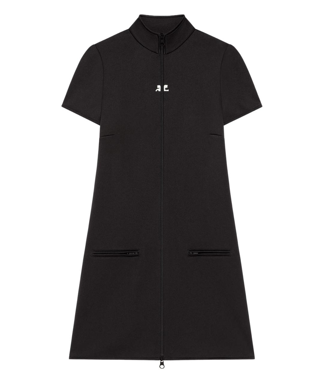 COURREGES Черное полиэстеровое повседневное платье, фото 1