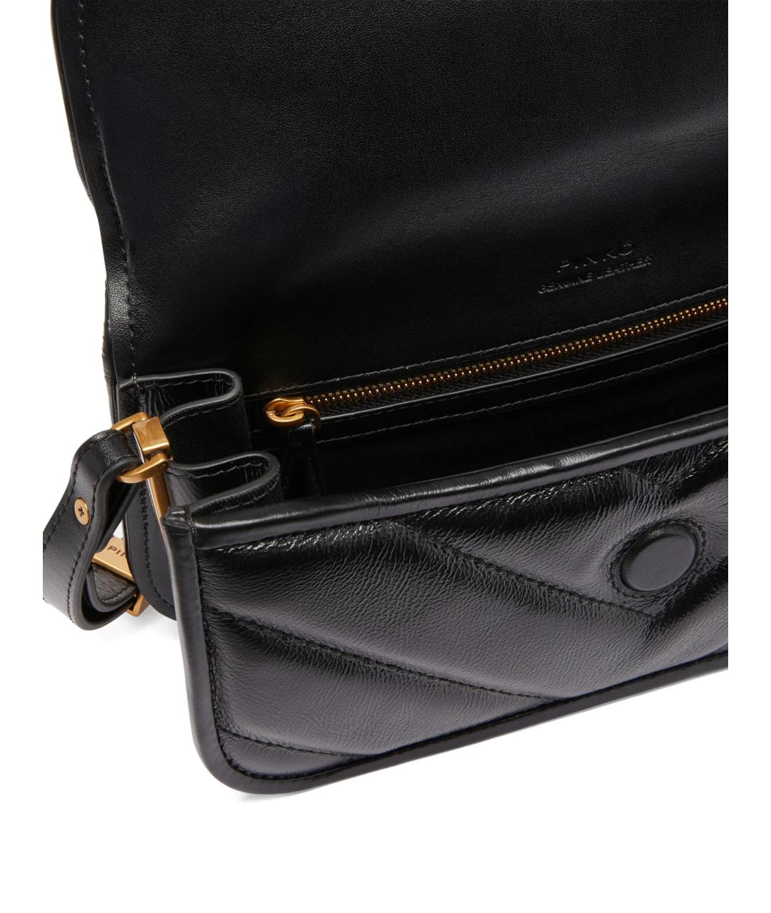 PINKO Черная кожаная сумка через плечо, фото 4