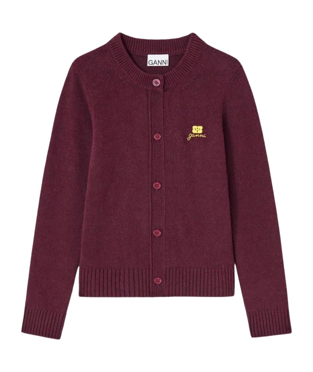 GANNI Фиолетовый шерстяной кардиган, фото 1