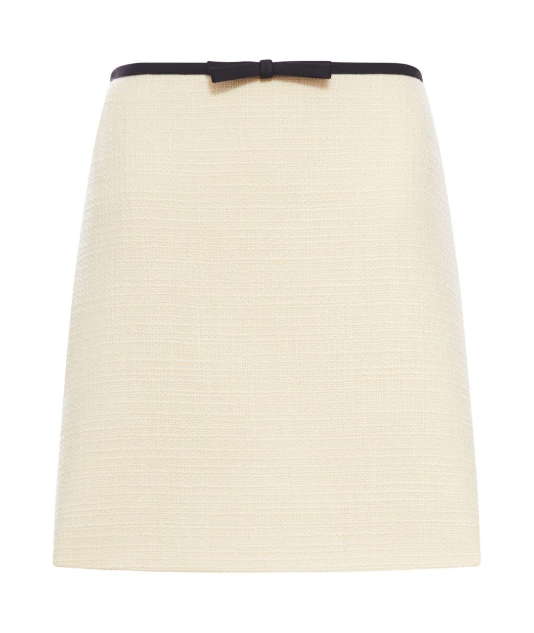 VALENTINO Бежевая шерстяная юбка мини, фото 1