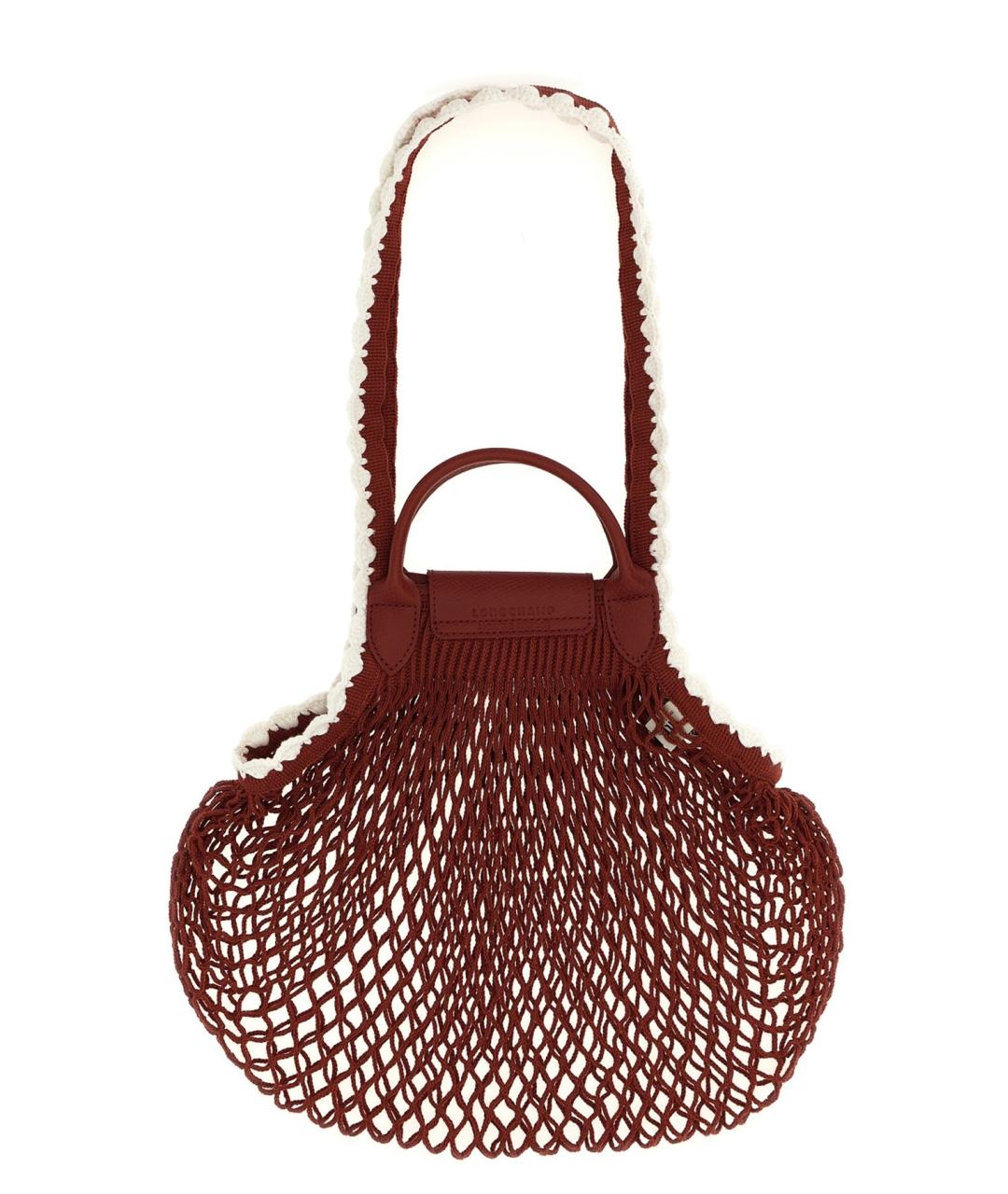 LONGCHAMP Бордовая тканевая сумка тоут, фото 3