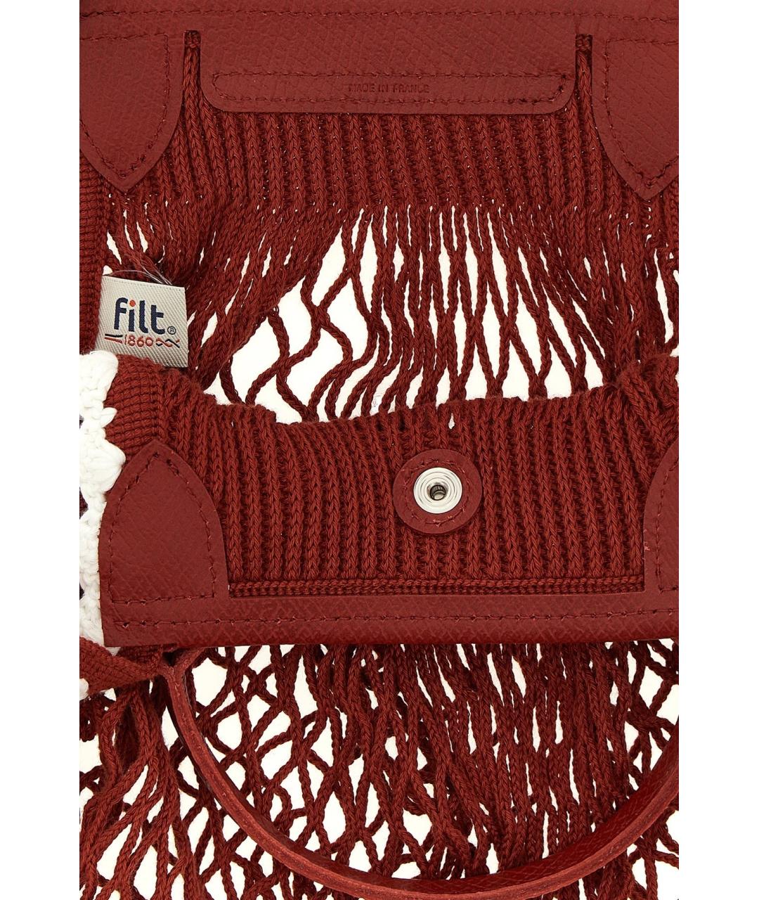 LONGCHAMP Бордовая тканевая сумка тоут, фото 4