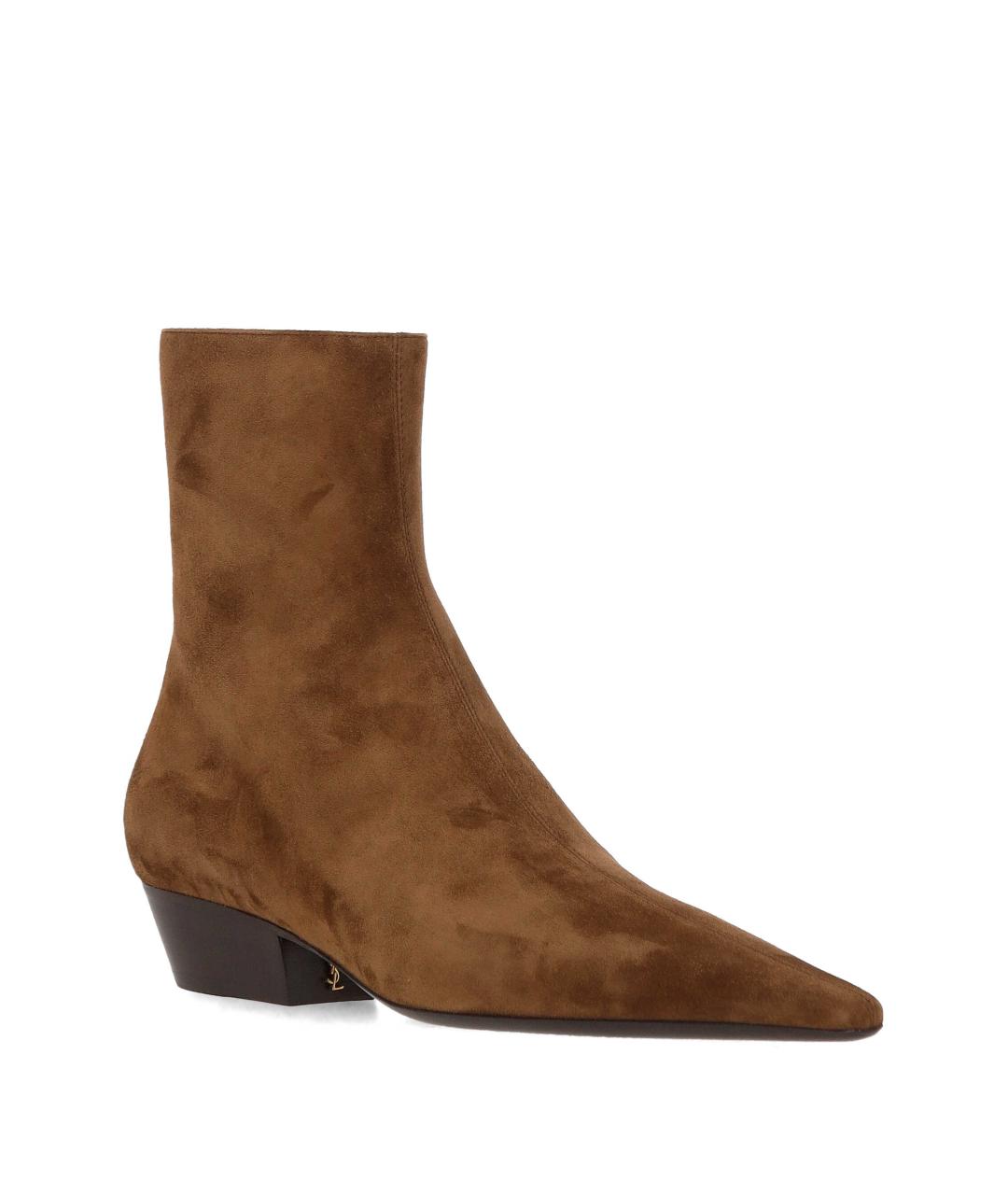 SAINT LAURENT Коричневые замшевые ботинки, фото 2