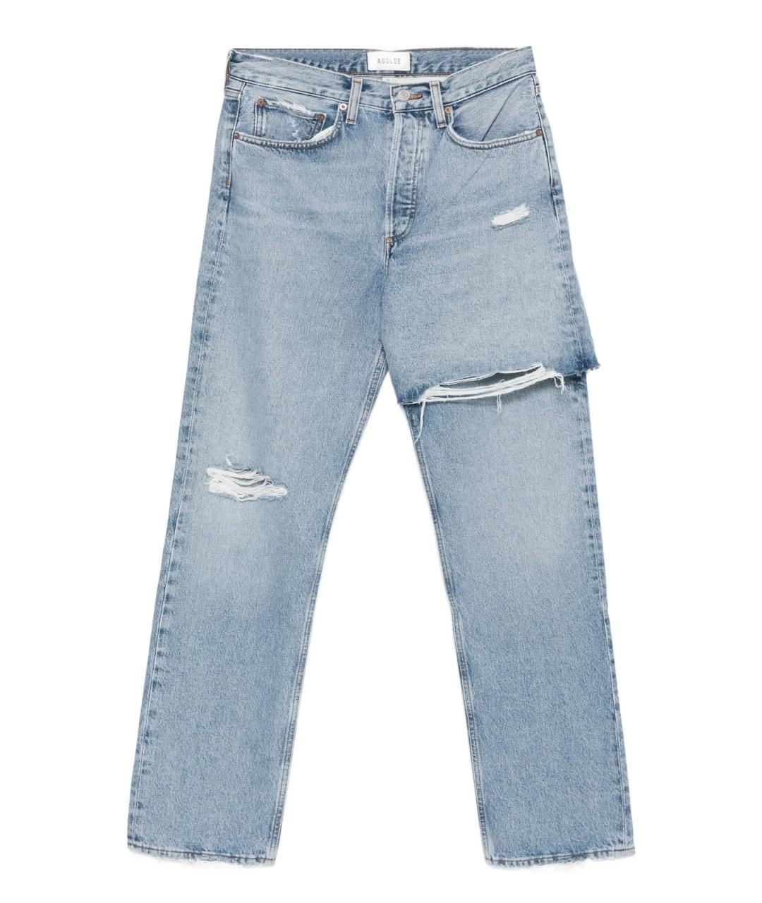 AGOLDE Голубые хлопковые прямые джинсы, фото 1