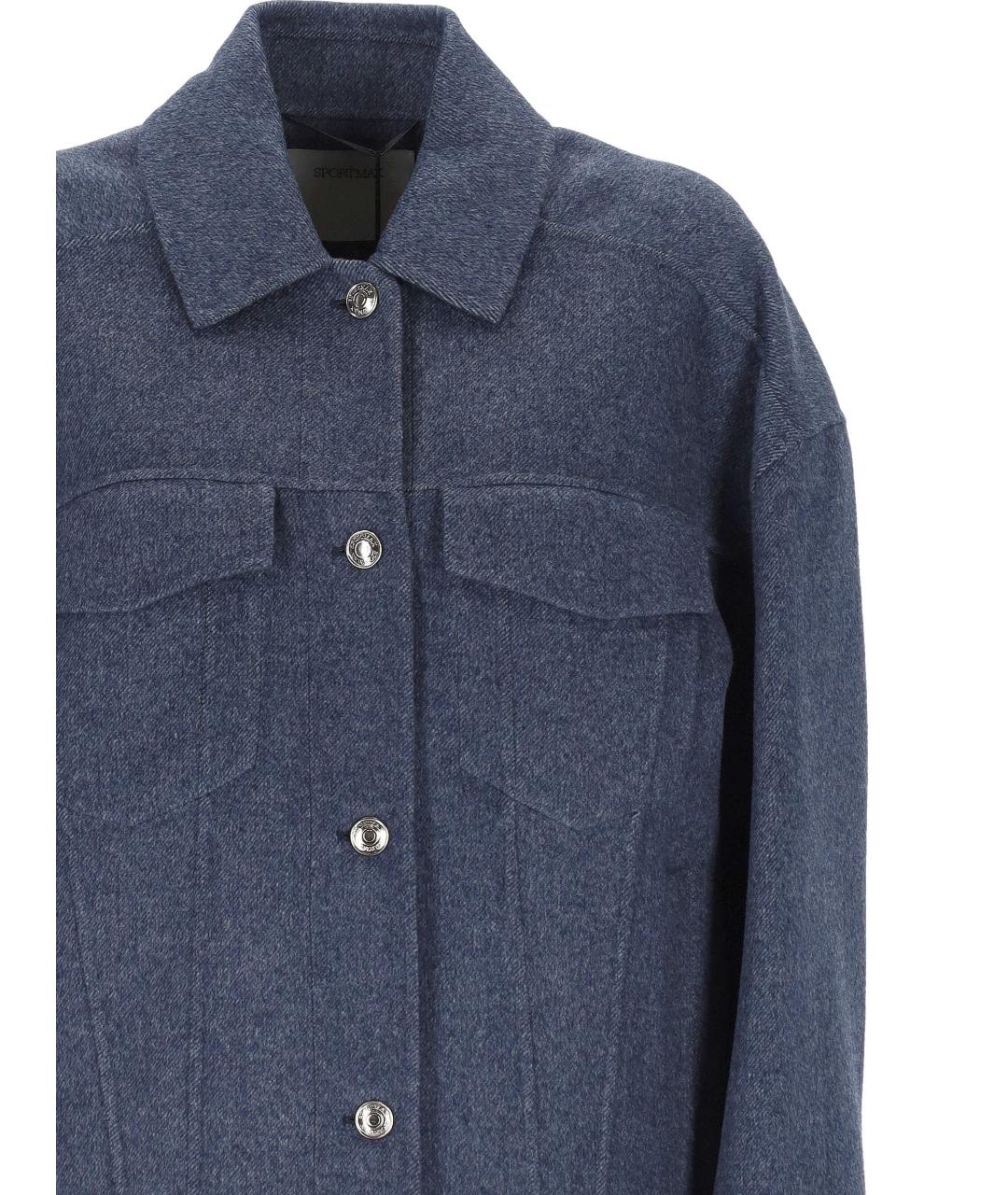 SPORTMAX Синяя шерстяная куртка, фото 2