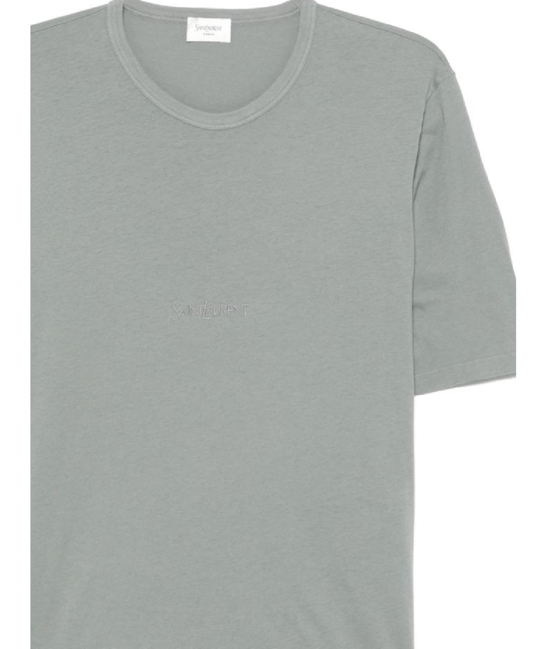 SAINT LAURENT Серая хлопковая футболка, фото 2