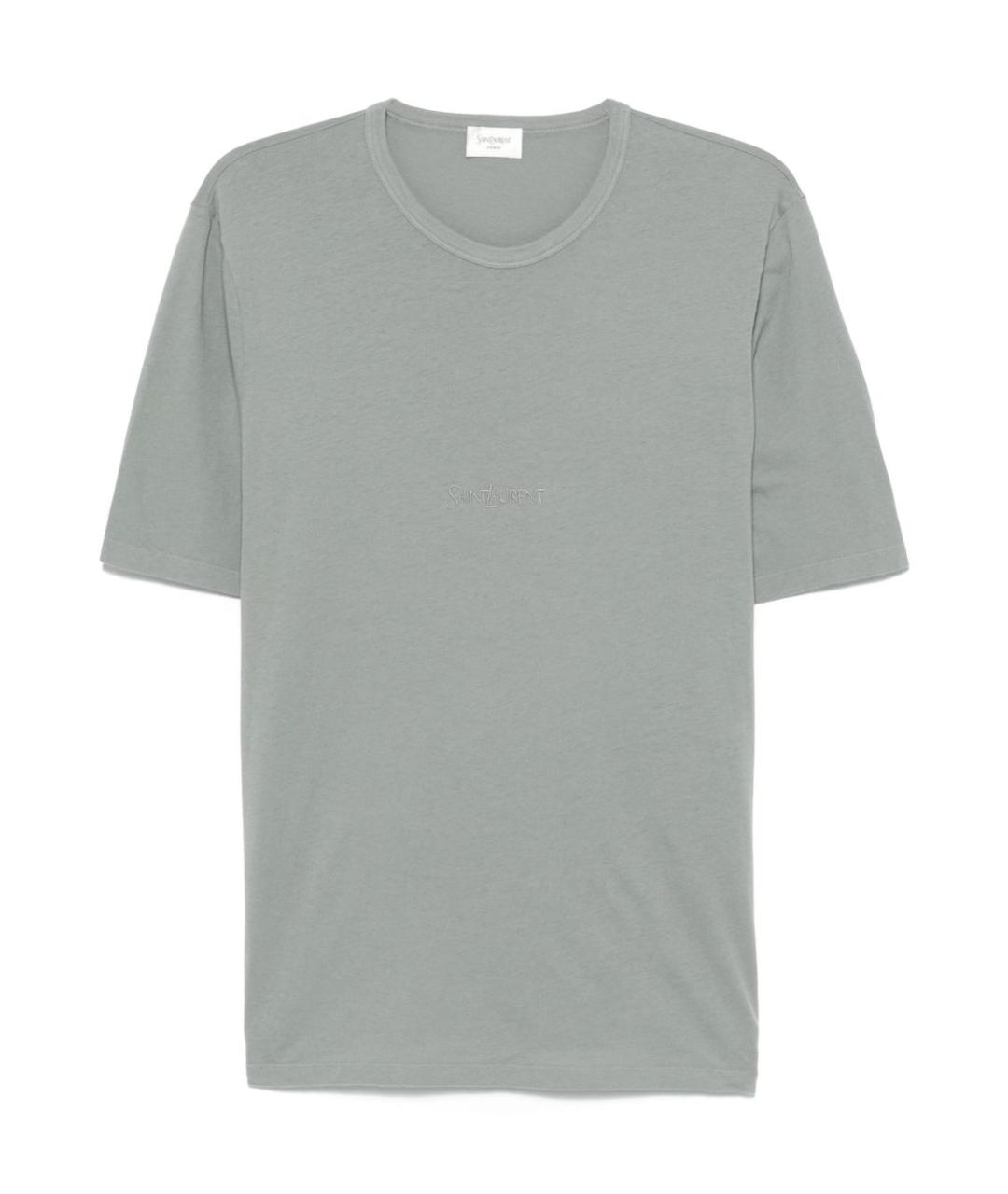 SAINT LAURENT Серая хлопковая футболка, фото 1