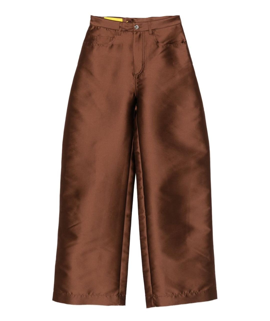 MARQUES' ALMEIDA Коричневые полиэстеровые прямые брюки, фото 1