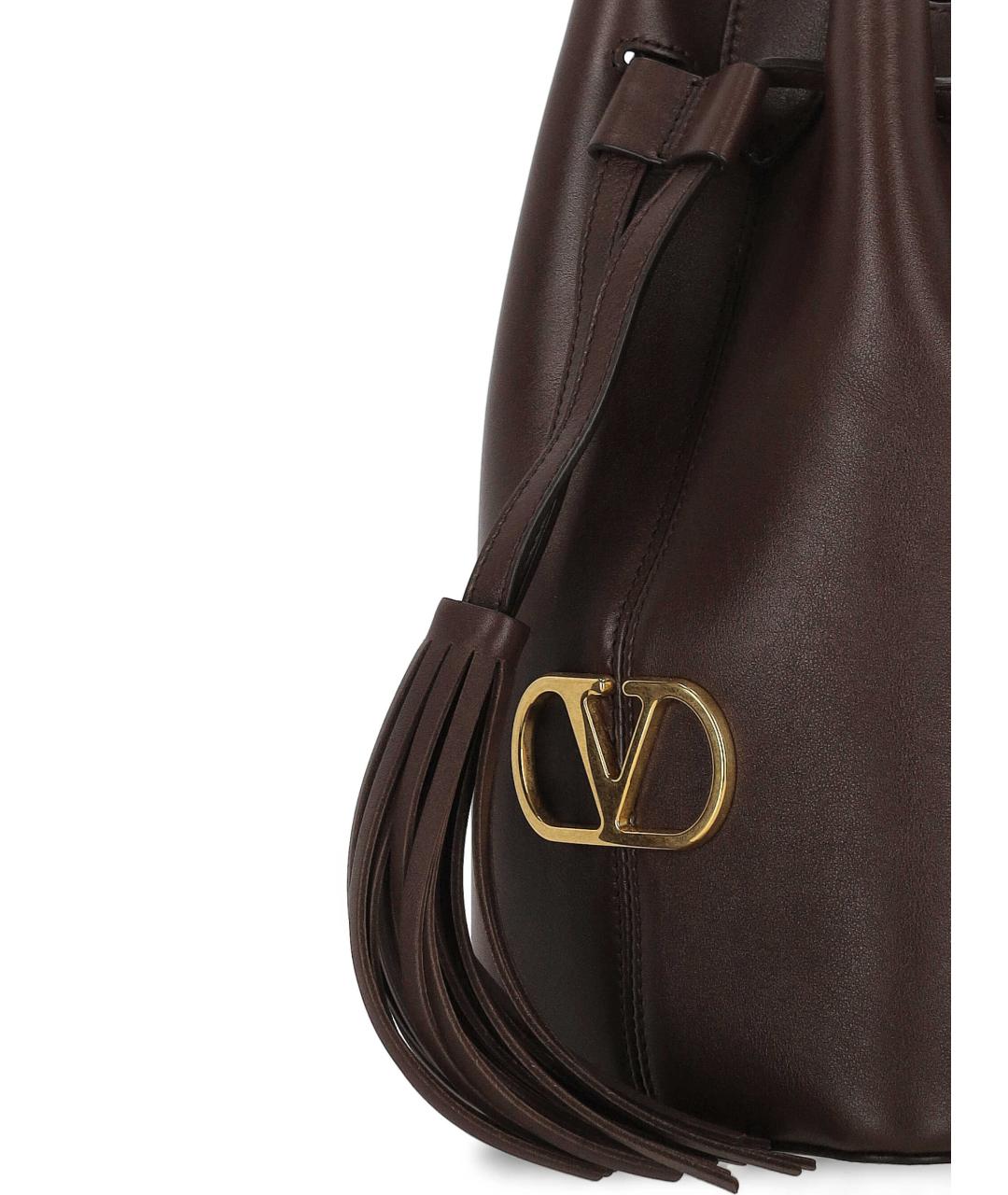 VALENTINO Коричневая кожаная сумка через плечо, фото 4