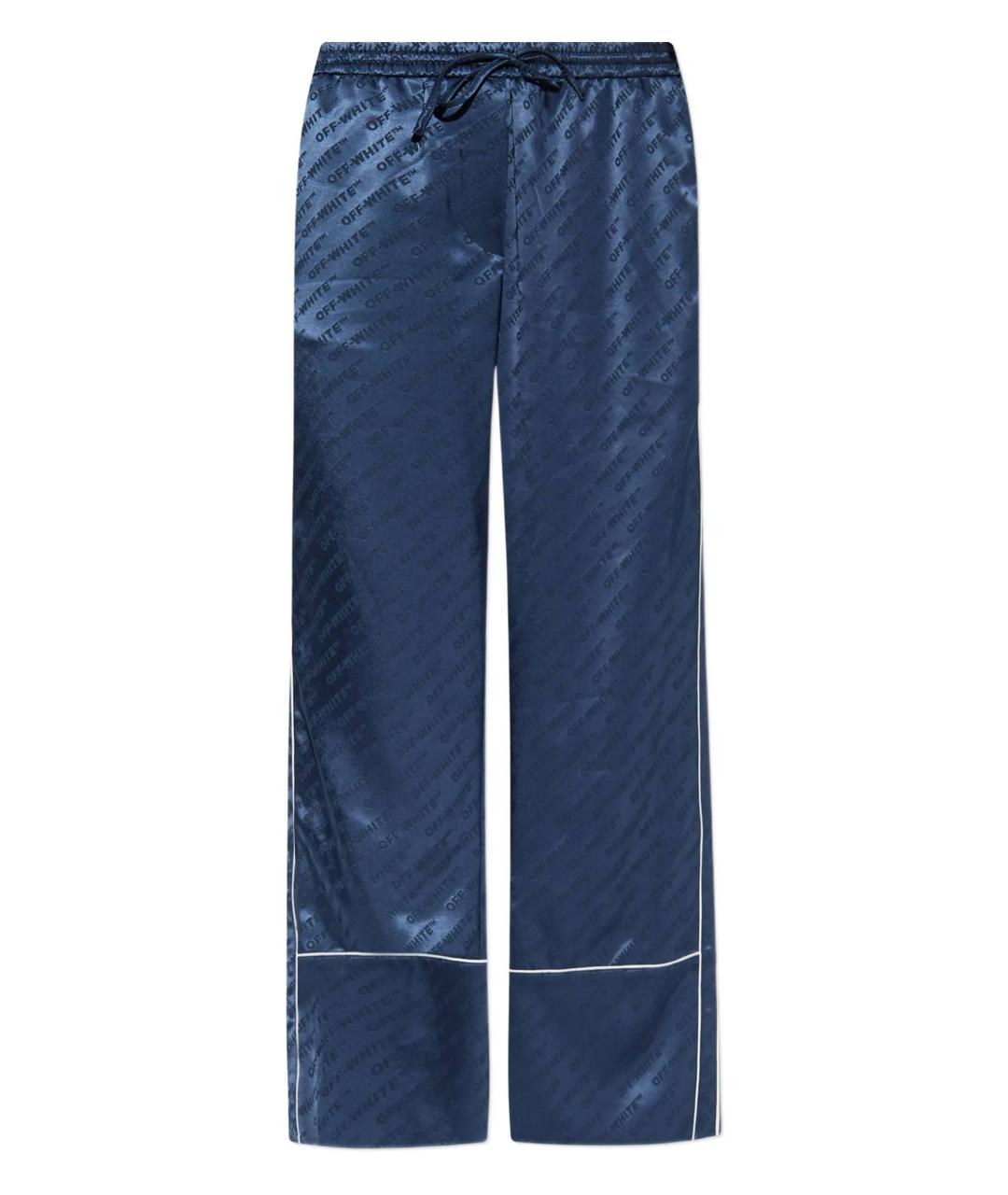 OFF-WHITE Синие полиэстеровые прямые брюки, фото 1