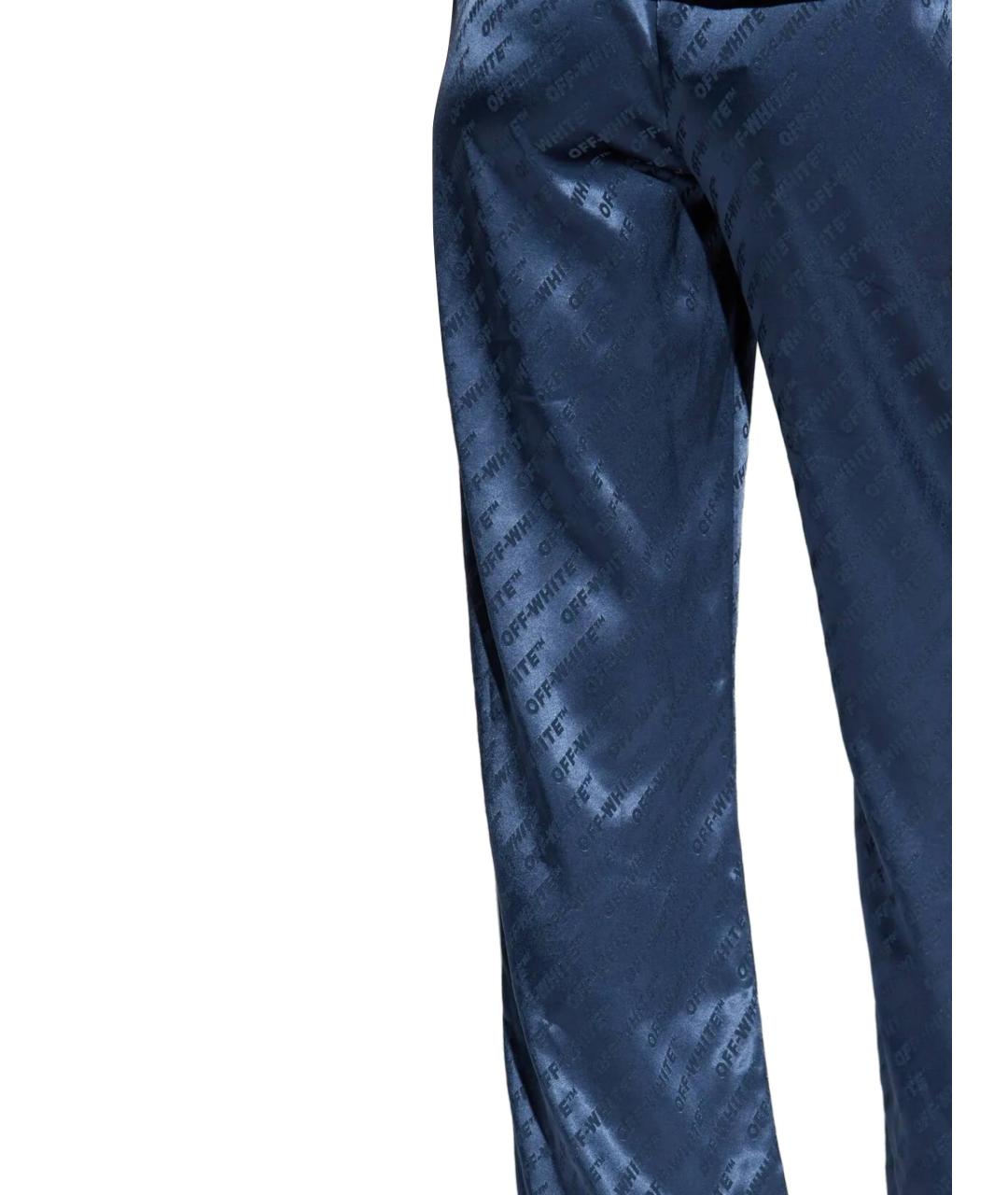 OFF-WHITE Синие полиэстеровые прямые брюки, фото 3