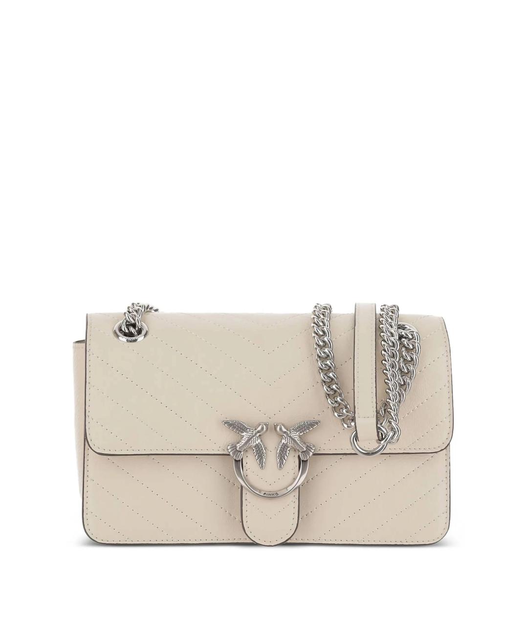 PINKO Бежевая кожаная сумка через плечо, фото 1