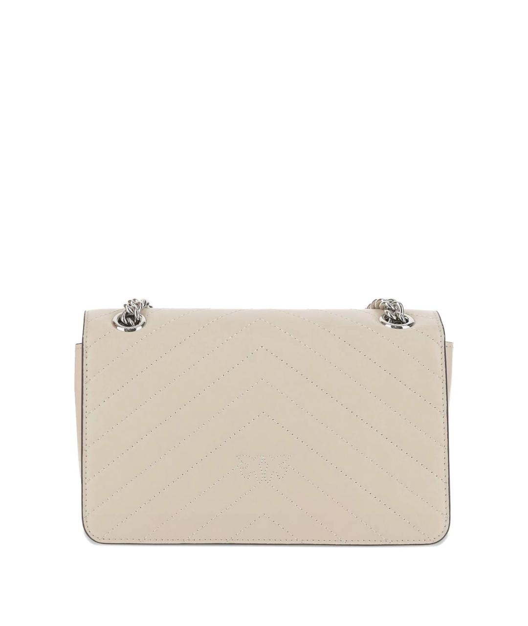 PINKO Бежевая кожаная сумка через плечо, фото 3