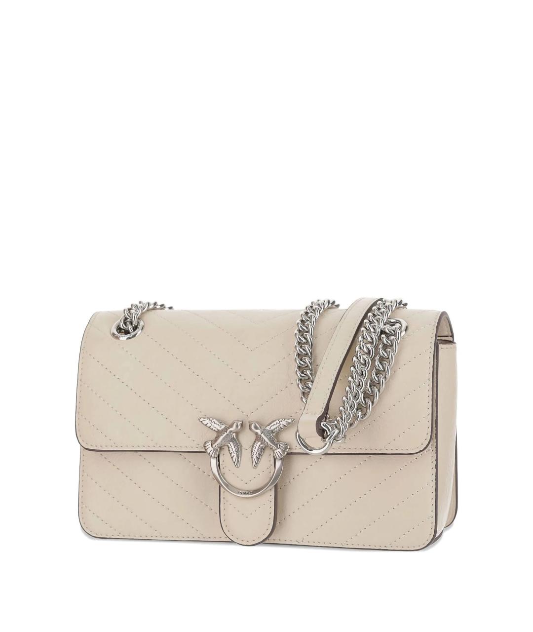 PINKO Бежевая кожаная сумка через плечо, фото 2