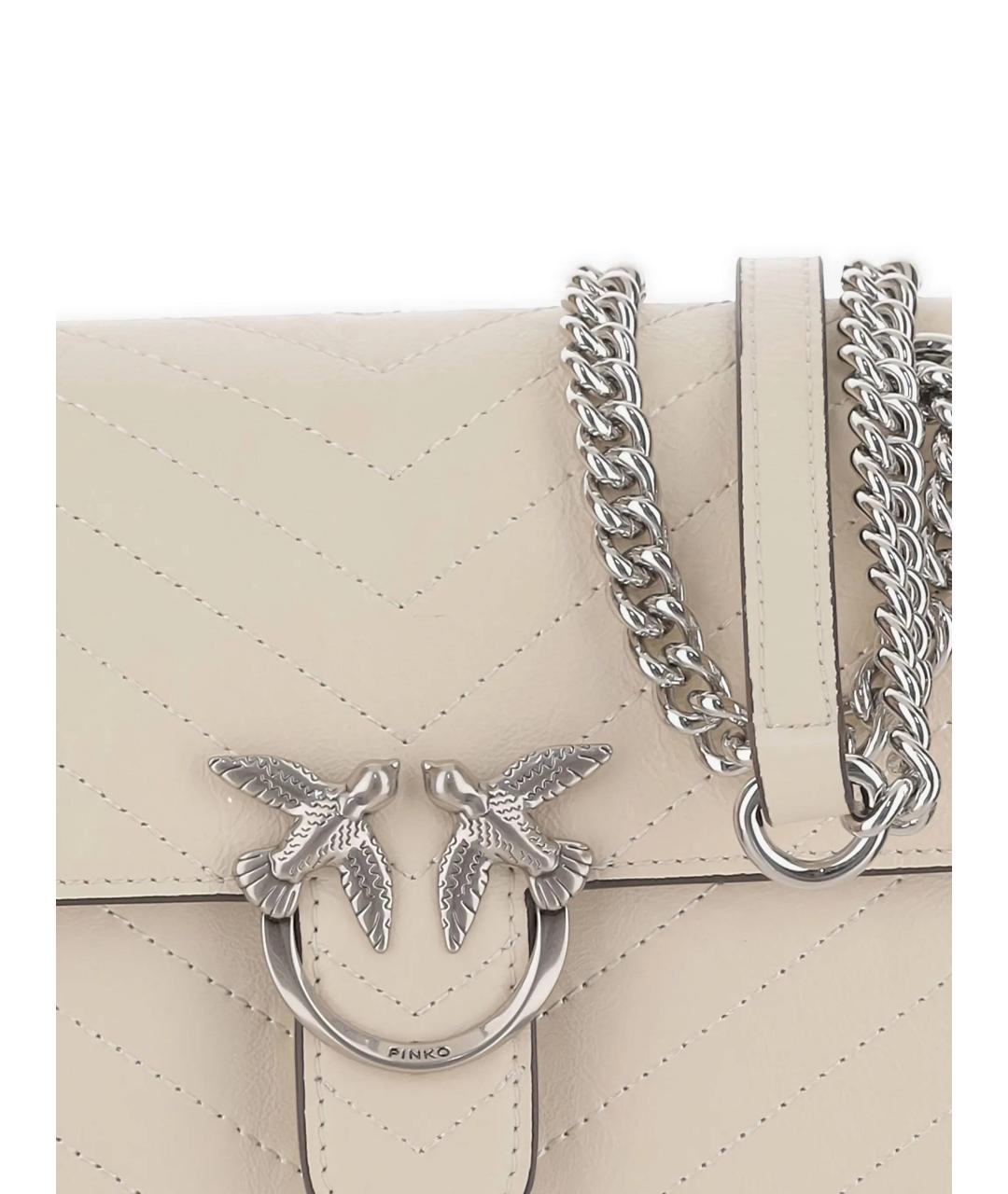 PINKO Бежевая кожаная сумка через плечо, фото 4