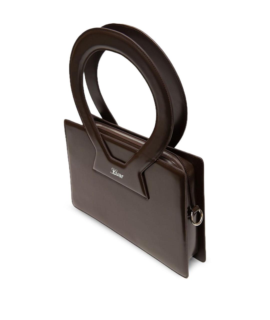 LUAR Коричневая кожаная сумка с короткими ручками, фото 2