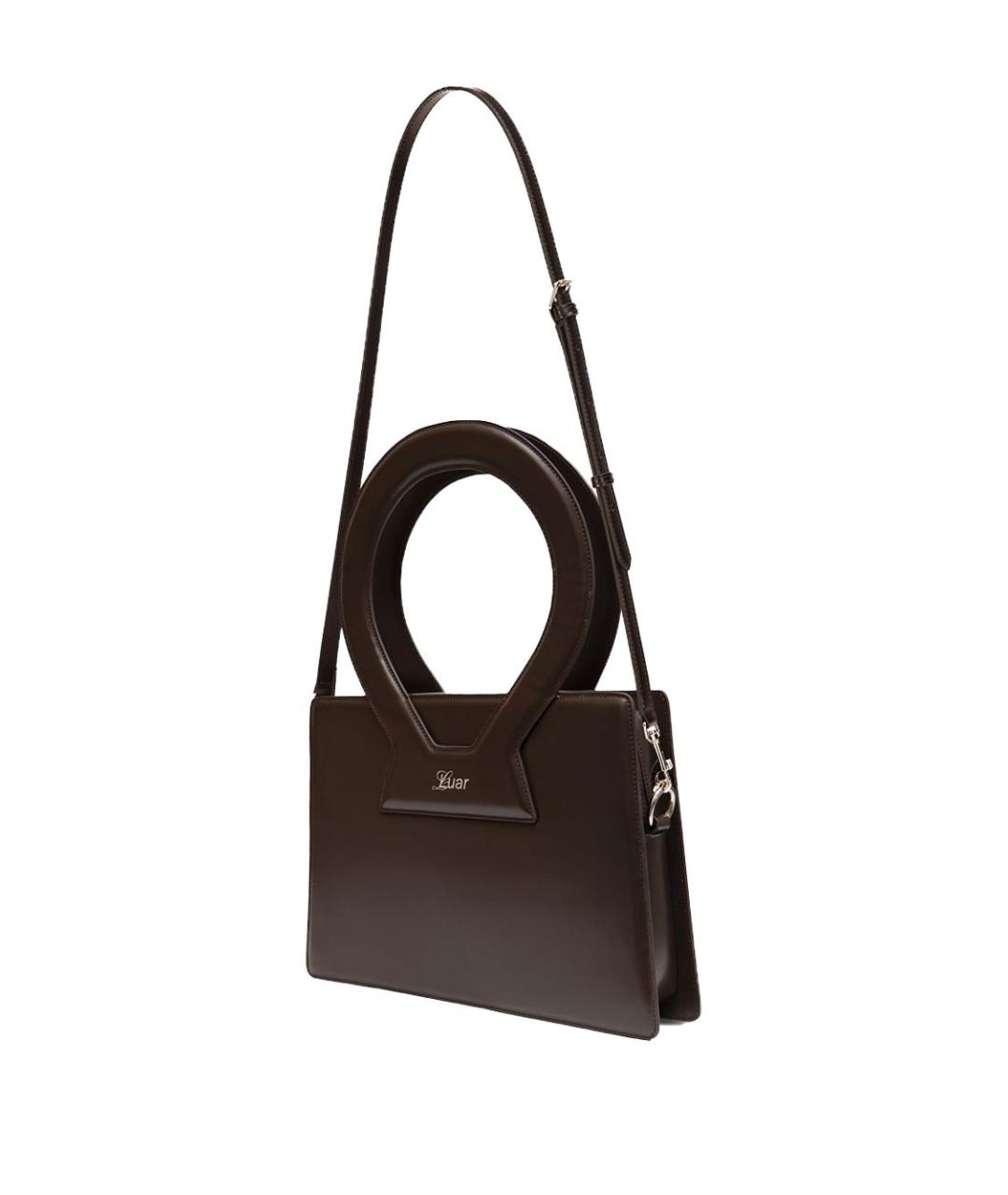 LUAR Коричневая кожаная сумка с короткими ручками, фото 3