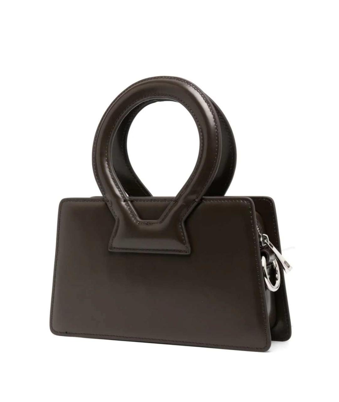 LUAR Коричневая кожаная сумка с короткими ручками, фото 3