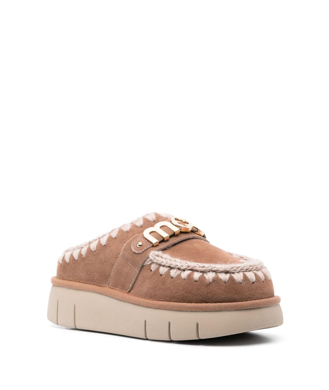 MOU Бежевые замшевые мюли, фото 2