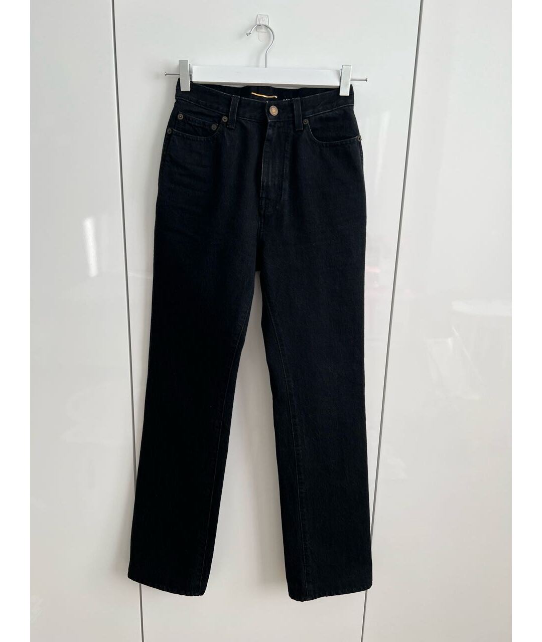 SAINT LAURENT Черные хлопко-эластановые джинсы клеш, фото 6