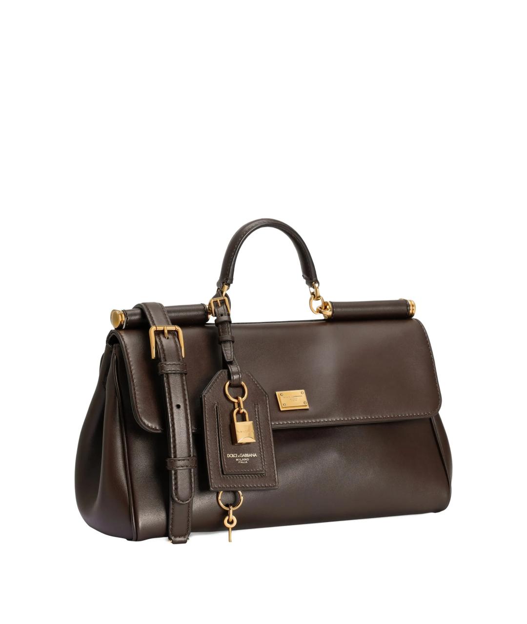 DOLCE&GABBANA Коричневая кожаная сумка тоут, фото 2