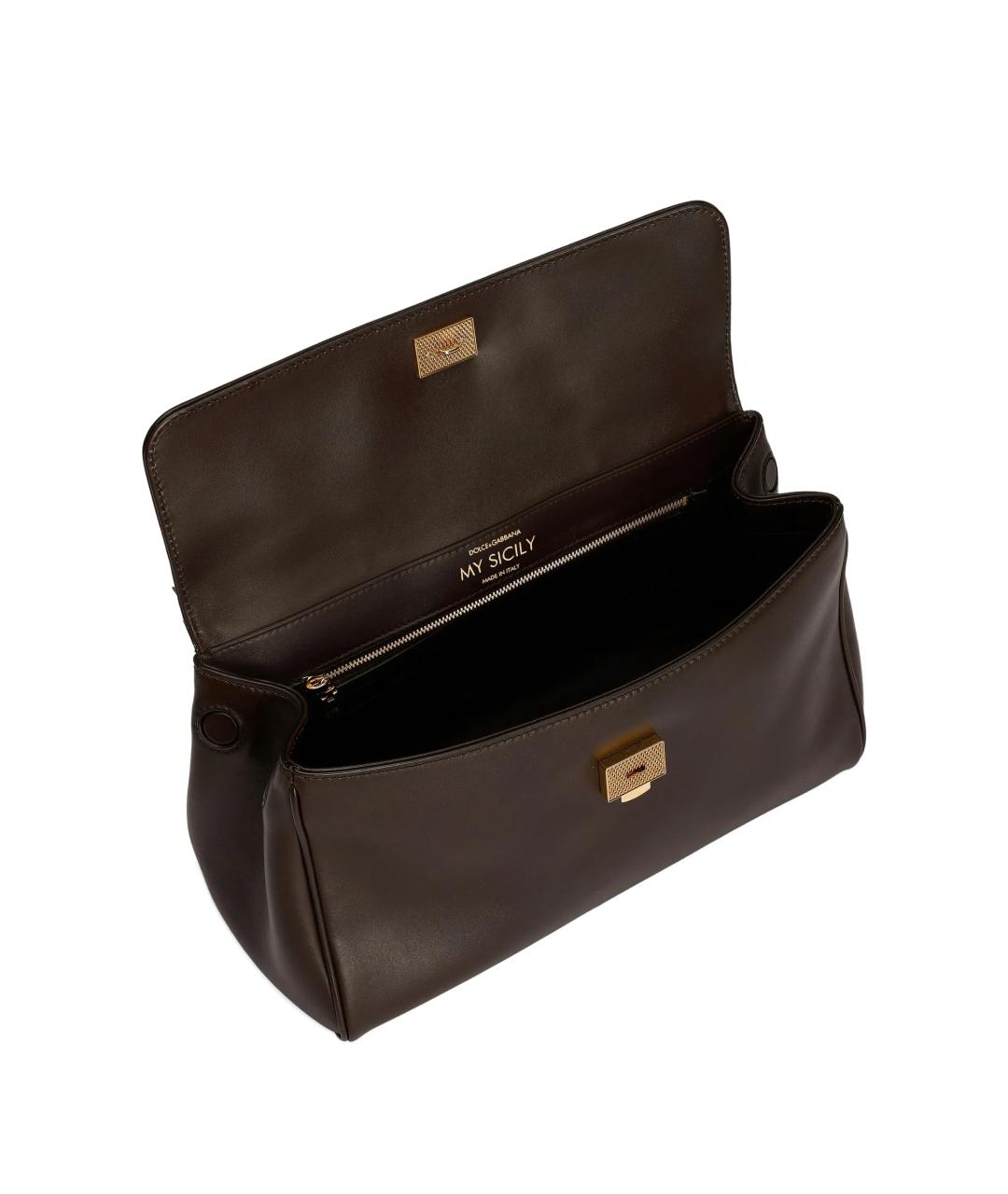 DOLCE&GABBANA Коричневая кожаная сумка тоут, фото 4
