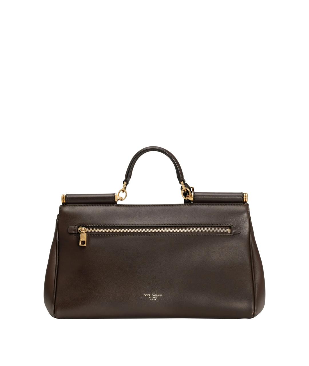 DOLCE&GABBANA Коричневая кожаная сумка тоут, фото 3