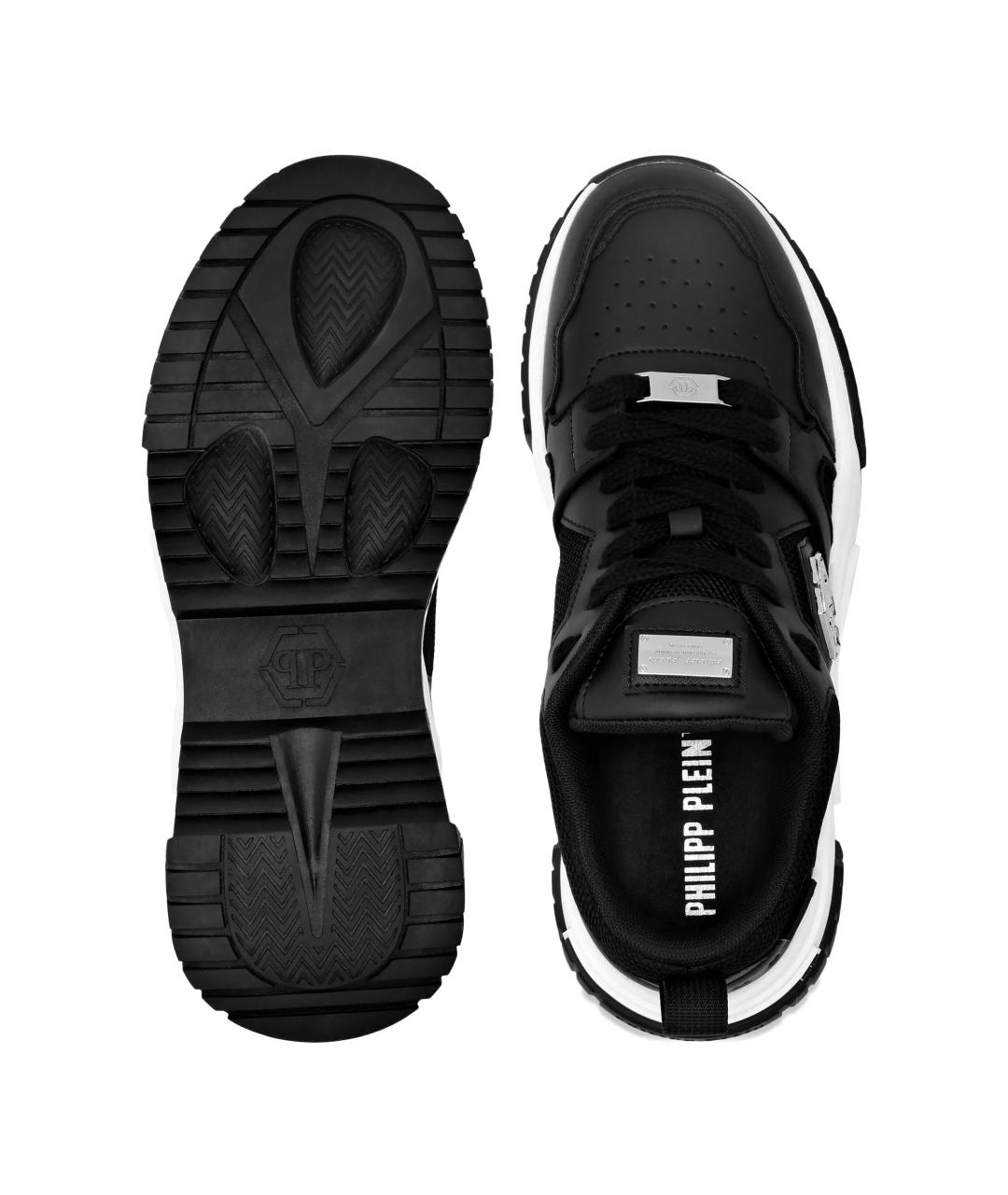 PHILIPP PLEIN Черные низкие кроссовки / кеды из искусственной кожи, фото 3