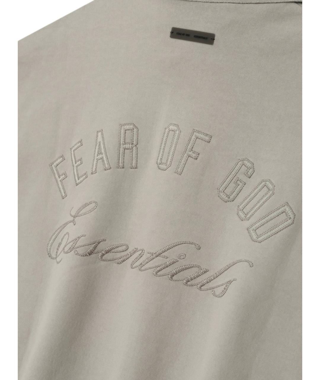 FEAR OF GOD ESSENTIALS Серое хлопковое поло с длинным рукавом, фото 3