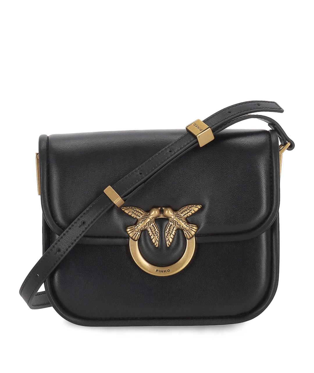 PINKO Черная кожаная сумка через плечо, фото 1