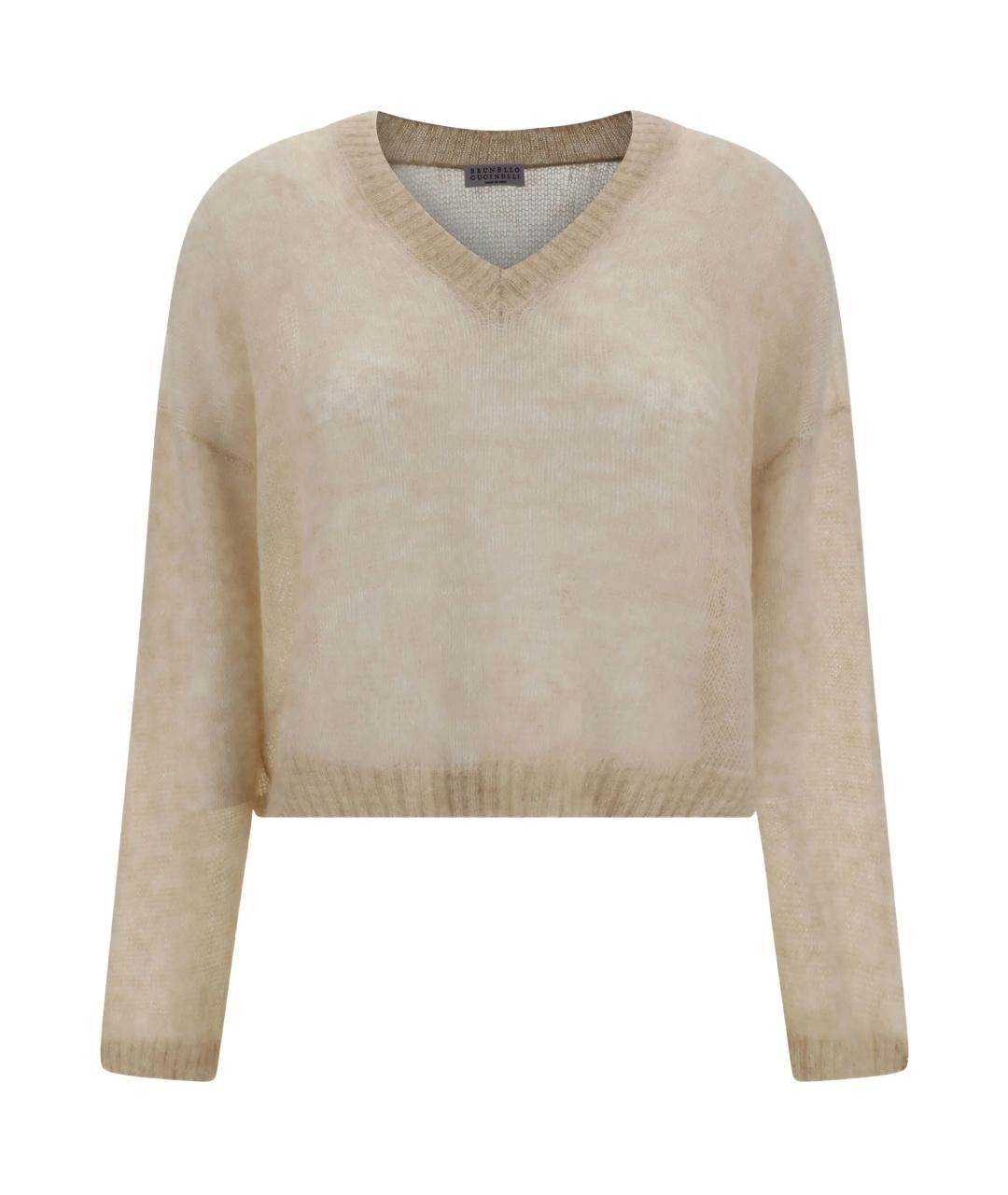 BRUNELLO CUCINELLI Бежевый шерстяной джемпер / свитер, фото 1