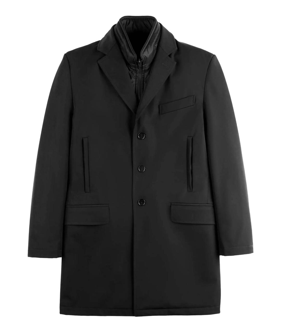 FAY Черное полиэстеровое пальто, фото 1