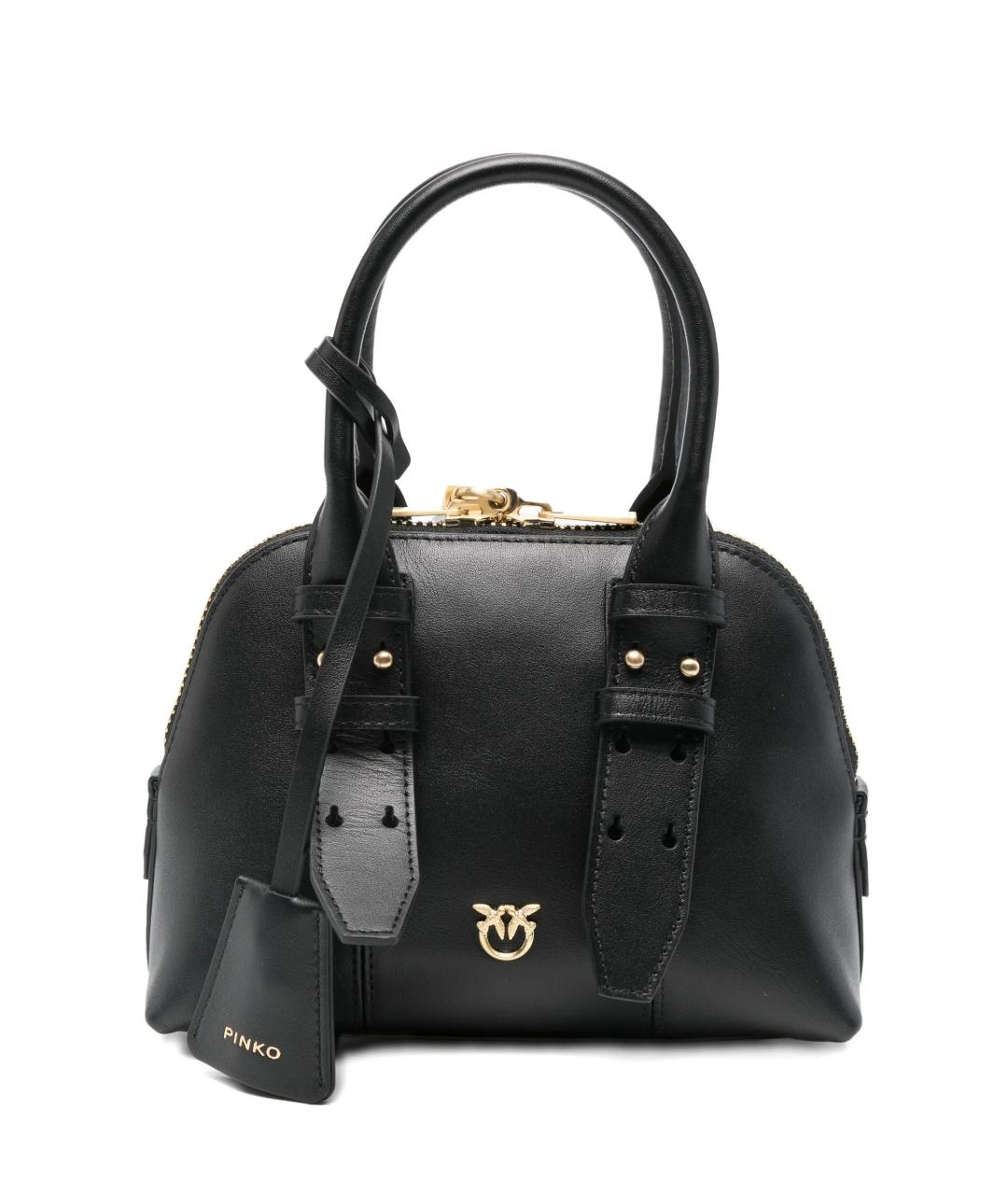 PINKO Черная кожаная сумка с короткими ручками, фото 1