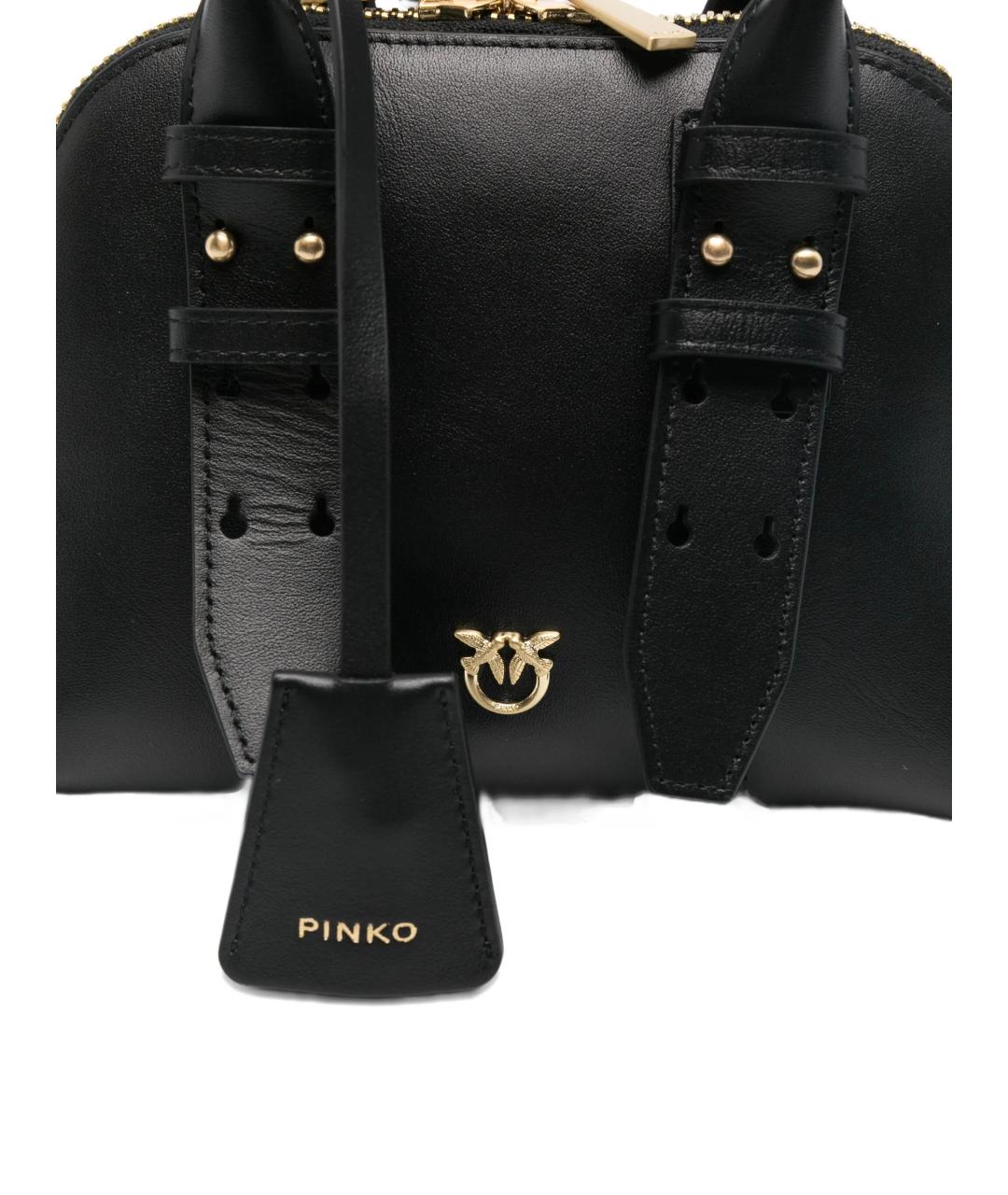 PINKO Черная кожаная сумка с короткими ручками, фото 3