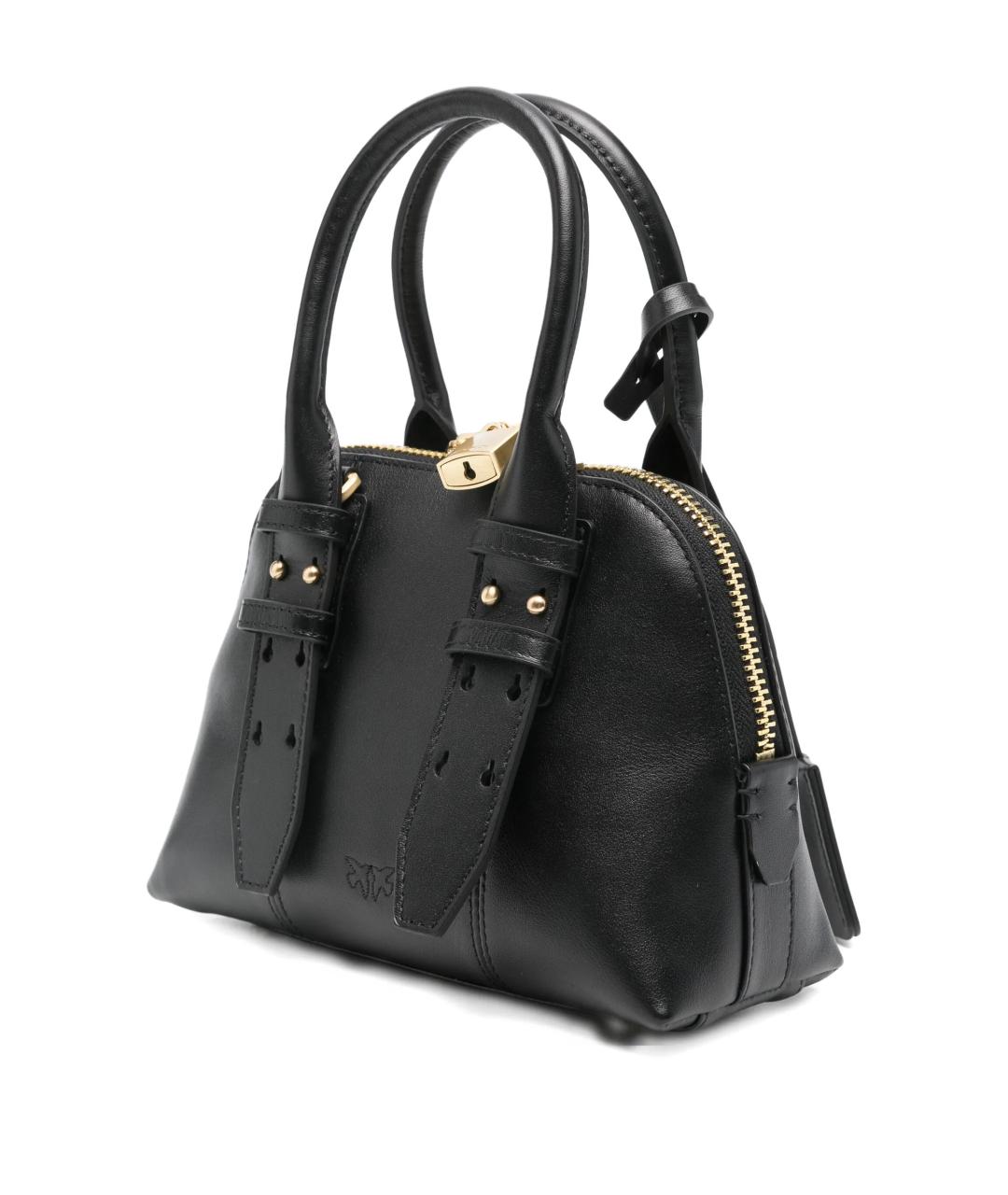 PINKO Черная кожаная сумка с короткими ручками, фото 2