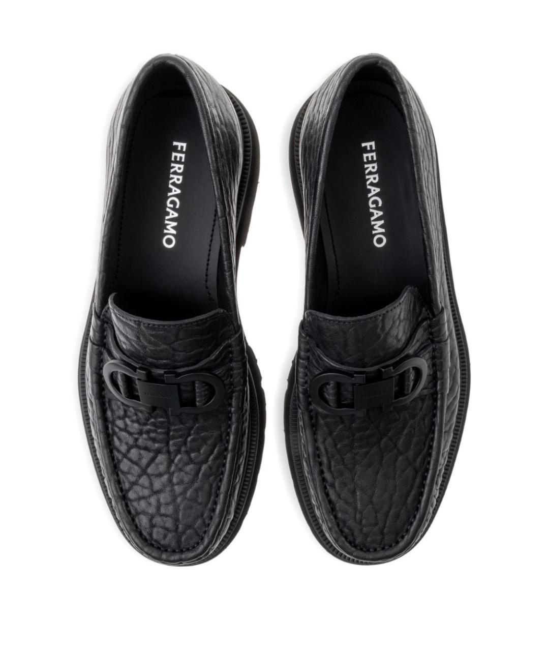FERRAGAMO Черные кожаные лоферы, фото 4