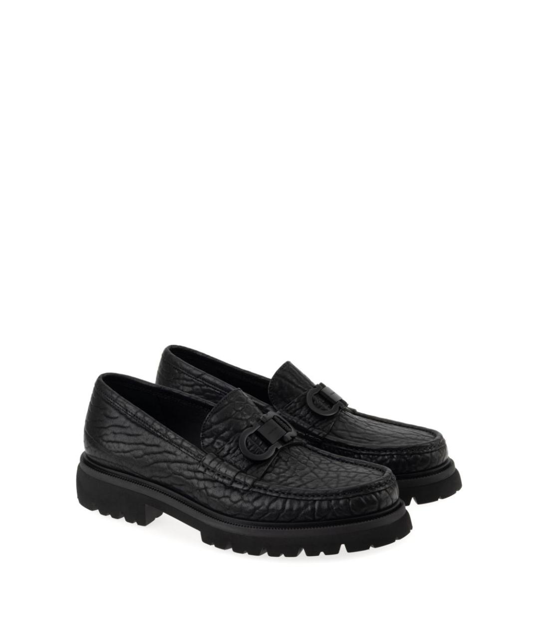 FERRAGAMO Черные кожаные лоферы, фото 2